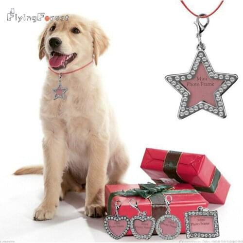 2pcs/LOT DIY Dog Neck Charms Fashion Rhinestone Identity Card Pendant for Dog Mini Photo Frame Key Pendant