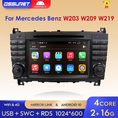 DSP IPS 4 Core 4G 2 Din Android 10 Car radio DVD multimedia GPS for Benz W209 W203 C180 C200 C220 C230 C240 C250 C270 W463 OBD2