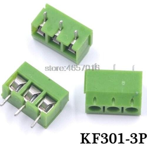 Good quality 100PCS KF301-5.0-3P KF301 "- "Screw 3Pin 5.0mm Green Straight Pin PCB Screw Terminal Block Connector
