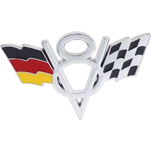 Chrome Red Germany flag V8 V 8 for Fender Trunk Emblem Badge Sticker