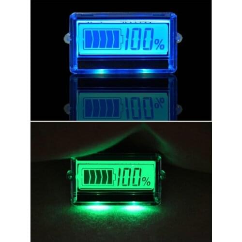 LCD Battery Capacity Indicator 8-63v Battery Level Display Meter With Transparent Shell Voltameter Blue/green Light Scooter Part