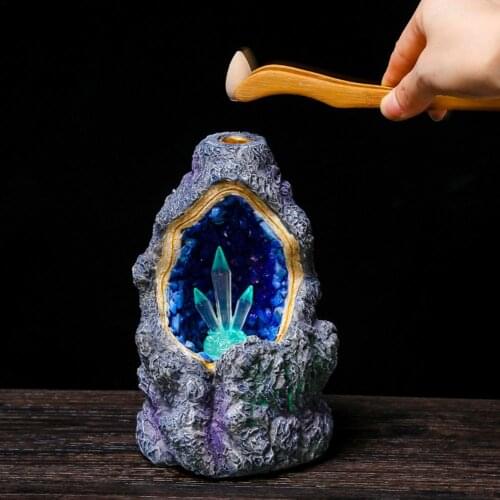 Waterfall Incense Burner Backflow Ceramic Incense Holder With LED Light Incense Fountain Incense Holder Cones For Home Decor