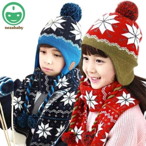 Hot children winter hat baby child scarf hat for girls boys knited hat caps children crochet hat set MZ41