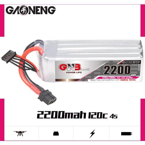 Gaoneng GNB 2200mAh 4S 14.8V 120C/240C Lipo Battery with XT60 Plug for 450 Class Helicopter RC Quadcopter Multirotor RC Parts