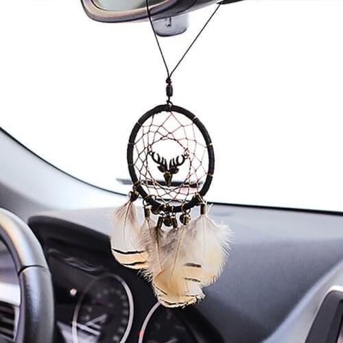 Elk Dreamcatcher Car Mirror Hanging Pendant Trim Car Accessory Interior For Girls Auto Decor Home Adornments Charm Car Ornaments