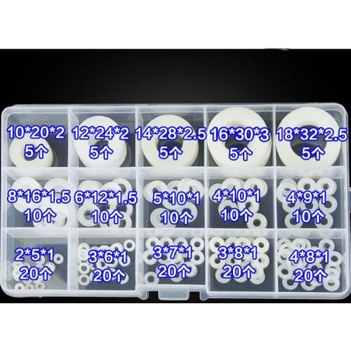 M2-M18 White hard nylon gasket set 15 sizes muon insulated pipe watertight seal Point Assortment Kit with Box For Home Tools