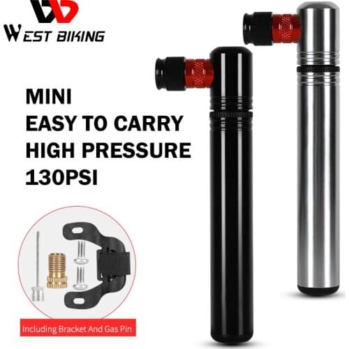 WEST BIKING 130PSI Mini Bicycle Pump Cycling Hand Air Pump Ball Tire Inflator Schrader Presta Dunlop Valve MTB Road Bike Pump