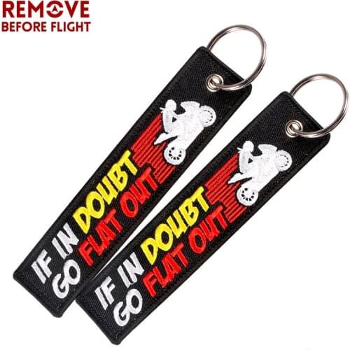 Fashion Car Key Chains for Men IF IN DOUBT GO FLAT OUT Embroidery Letter Car Keychains Bijoux Gifts Tag Porte Clef 20 PCS/LOT