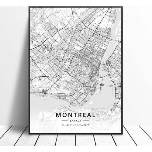 Montreal Thunder Bay Trois-Rivieres Winnipeg Canada Map Canvas Art Poster