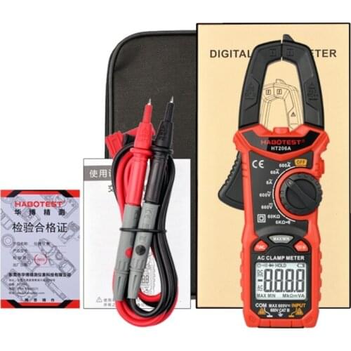 HT206A/B/D Amperometric Clamp Multimeter Current Clamp Amp Meter Digital Pinza Amperimetrica Electronic Tester