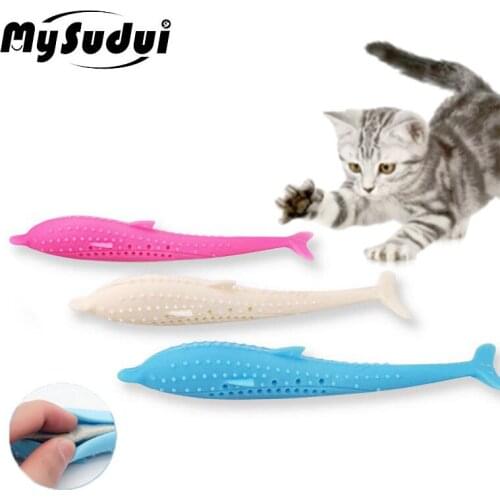 MySudui Soft Pet Cat Toothbrush Toy Silicone Teeth Cleaning tooth Toy Grooming cat Toys with Catnip Kitten Chew Toy Molar Stick