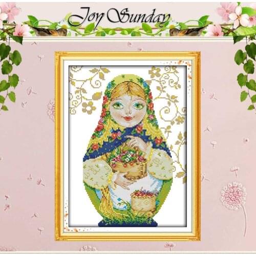 Yellow Russian Doll(8) Patterns Counted Cross Stitch 11 14CT Cross Stitch Sets Chinese Cross-stitch Kits Embroidery Needlework