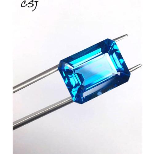 CSJ Natural Blue Topaz Loose Gemstone Deep Color Big Stone Oct15*20MM 27ct Brilliant Cutting For Diy Jewelry 925 Silver Gold