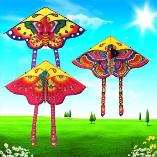 90*50cm Stunt Kite Nylon Rainbow Kite Butterfly Outdoor Foldable Childrens Kite Control Bar And Line Random Color Outdoor Toy