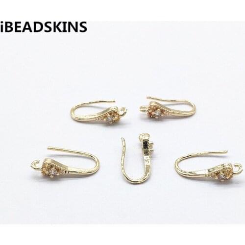 New arrival! 18x5mm 100pcs Copper/Cubic Zirconia Ear hook for Jewelry Earrings parts,hand Made Earrings Findings Jewelry DIY