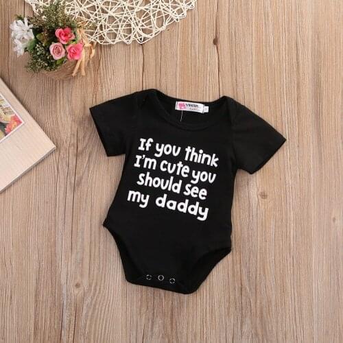 New Newborn Baby Boy Girl Short Sleeve Letter Print Cute Cartoon Jumpsuit Cotton Romper Baby Clothes