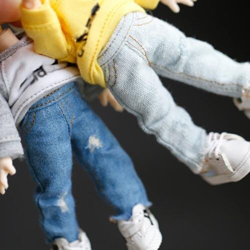 Ob11 baby clothes fashion Ripped jeans and T-shirt Fit for obitsu11 ,GSC,ob11,1/12 BJD doll clo clothes pants doll accessories
