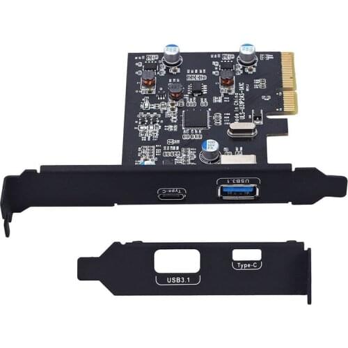 PCI-E PCI Express to USB 3.1 Gen 2 (10 Gbps) Type A+Type C Expansion Card Asmedia Chipset for Windows 7 /8/8.1/10/Linux Kernel