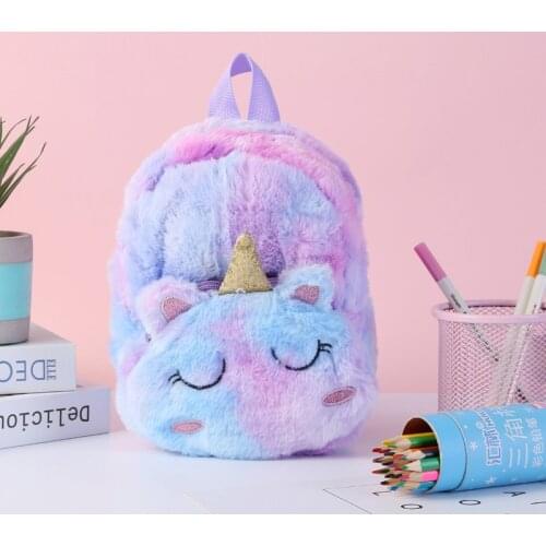 Plush Colorful Unicorn Backpack Childrens Cartoon Travel School Bag Cute Mini Pack Schoolbag For Girls Children Kids