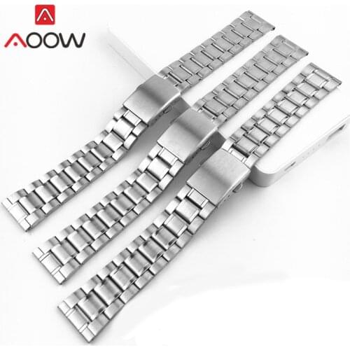 3 Pointer Stainless Steel Strap 12mm 14mm 16mm 18mm 20mm 22mm Folding Buckle Men Women Metal Replacement Belt Watch Band Correa