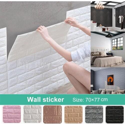 77*70cm 3d Diy Brick Wall Stickers Self-adhesive Pe Living Room Childrens Room Foam Tv Background Home House Decoration