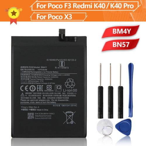 BM4Y Original Battery For Poco F3 Redmi K40 Pro K40 Pro+ 4520mAh BM4Y Phone Battery + Tool