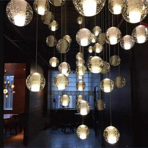Nordic Crystal Ball LED Pendant Light Living Diningroom Decoration Pendant Lamp Ladder Stair Creative Indoor Decor Direct Store