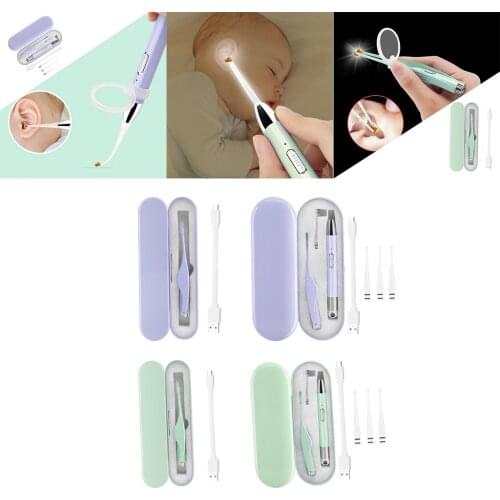 LED Luminous Ear Pick Curette Wax Nose Pick Cleaner Ear Wax Remover Baby LED Luminous Ear Clips Ear Wax Removal Tool