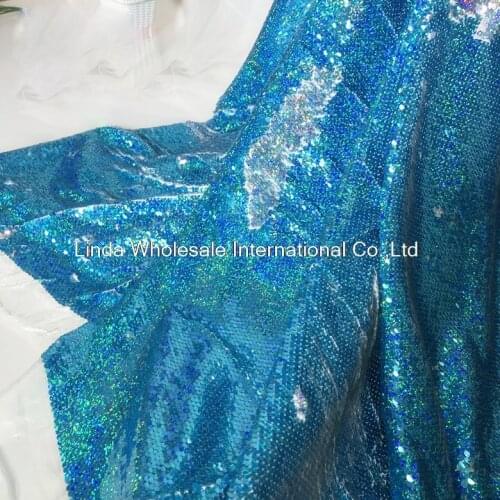 Laser Lake Blue Silver Color Sequined fabric, Photography background cloth material,Patchwork fabric