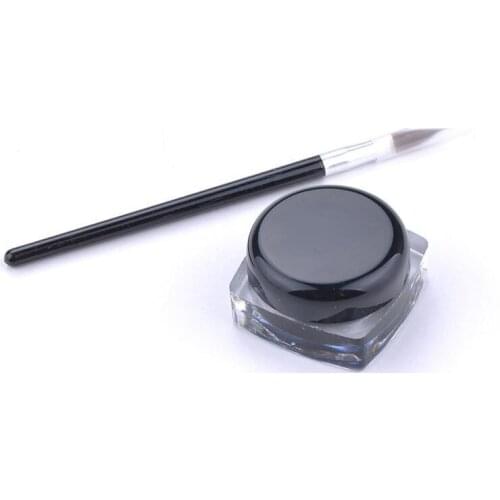 Top Quality Brand Cosmetics Black Waterproof Eye Liner Eyeliner Gel Make up Cosmetic + Brush Makeup Set Kit 110