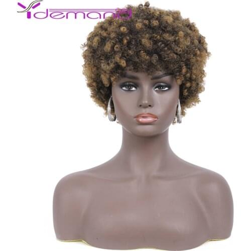 Y Demand Short Pixic Curly Bob Honey Blonde Wigs With Explosion Synthetic Remy Hair Wigs For Black Women Wigs