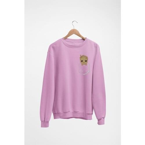 Wear Groot Womens Sweatshirt Printed Fashionable Stylish Combination 100% Cotton Style White Gray Blue Pink Black Green Winter