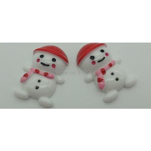 1pcs/lot resin flat back red hat snowman 29mm Cabochons Scrapbooking Hair Bow Center DIY Christmas decration C101-2