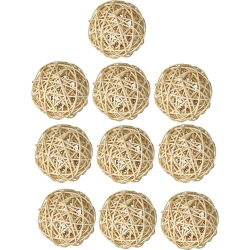 10 Pieces Natural Wicker Rattan Balls Orbs Vase Fillers DIY Wedding Table Decoration, Themed Party, Baby Shower, Dia 2 Inch