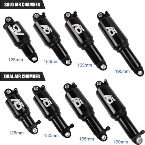 125mm / 150mm / 165mm / 190mm KS A5 Mountain Bike Air Rear Shock Dual/Solo Air Chamber MTB Folding Bike Shock Absorber