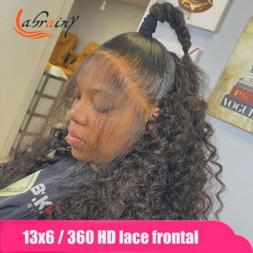 13X6 HD Lace Frontal Human Hair Kinky Curly Wigs 360 Lace Front Colored Curly Wig Nature Hairline Deep Wave Full For Black Women