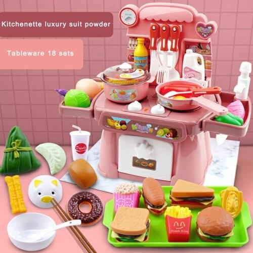18 Pcs Simulation Kitchen Play House Female Girl Toy Cooking Utensils 2 Childrens Set Simulated Oven Toy Gift