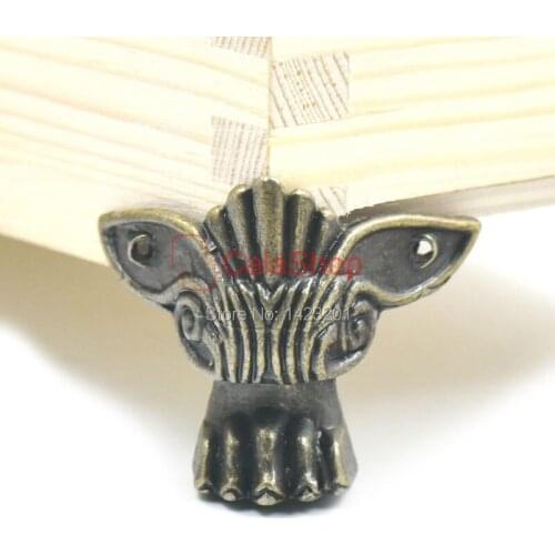 5 Pcs / Lot 47mmx39mm Antique Jewelry Chest Wood Furniture Box Decorative Feet Leg Corner Protector Decoration Bronze