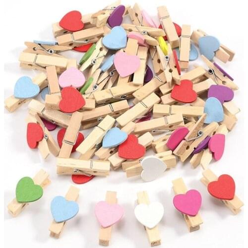 50pcs Mixed Colours Mini Wooden Peg Photo Paper Peg Craft Clips