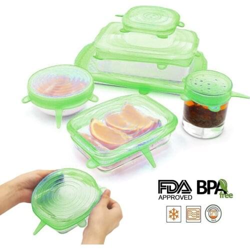 6pcs Reusable Expandable Lids Wrap Bowl Seal Cover Keep Food Fresh