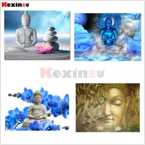 5D Diy Full Square Round Stone Resin Diamond Painting Cross Stitch Buddha statue Religion Embroidery Diamant Mosaic Gift XFY17
