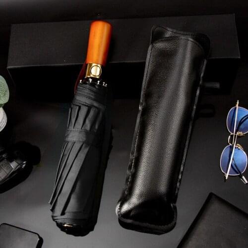 Big Umbrella Men Business Style 105cm Automatic Umbrella Rain Double Layer 10K Windproof Parasol Dark Large Golf Umbrella Wooden