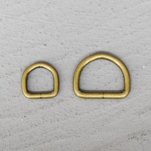 100 Pcs 15/20/25mm Bronze Metal D Ring DIY Mountaineering Bag Dog Collar Leash Belt Sewing Knapsack Garment Pursestraps Clip