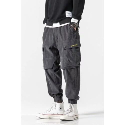 Cargo Pants Mens Ankle-Length Hip Hop Trousers Soft Harajuku Korean Style Mens Trendy Street attire Corduroy Casual Pants Boy
