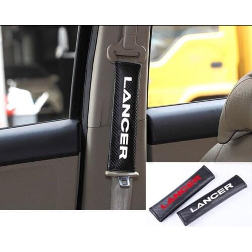 PU Material Carbon Fiber Texture Fashion Car Seat Belt Cover Car Seat Belt Shoulder Pads 2pcs For Mitsubishi Lancer