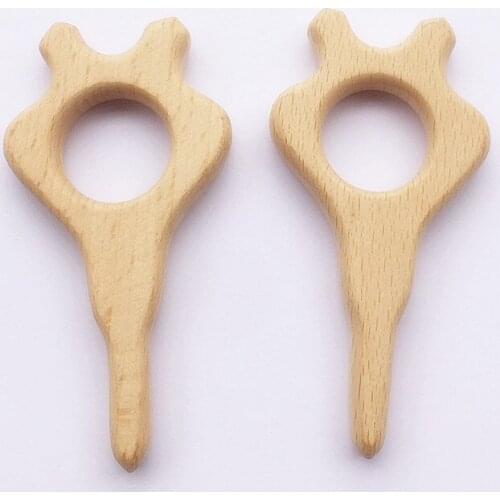 Chenkai 10pcs Baby Wood Rocket Teether Natural Teething Grasping Baby Toddler Toy Wooden Teether DIY Newborn Baby Gift