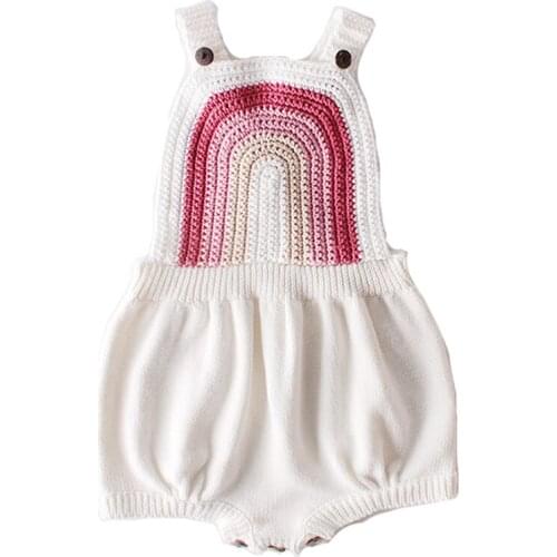 0-2 years old 2020 Summer New Baby Cute Rainbow Strap baby Cotton Knitting Romper Childrens Sleeveless jumpsuit Baby Clothing