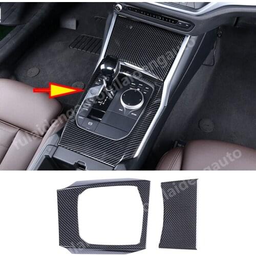 For BMW 3 Series G20 2019-2020 Carbon fiber ABS Matte Interior Water Cup Holder Gear Shift Panel Frame Cover Trim Mouldings