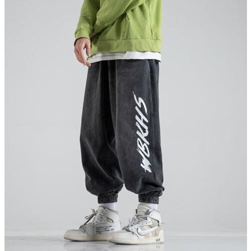 Streetwear men jeans pants hip hop 2021 spring denim man casual pants baggy ankle-length joggers men trousers