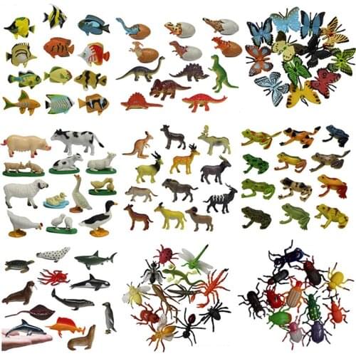 Insect Animal Model Figurines Toys Spider Cockroach Beetle Lizard Butterfly Fish Cattle Sheep Childrens Education Toy Gift